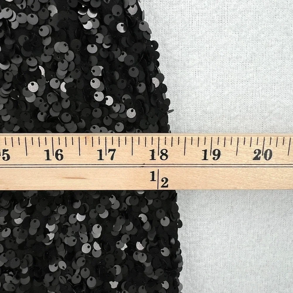 CIEBON Signy Sequin Asymmetrical Gown Womens Small Black Halter Midi Sleeveless - Picture 15 of 16
